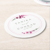ワイルドフラワー結婚の水彩名明るい赤紫色ID954 ラウンドペーパーコースター (アングル)