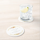 ワイルドフラワー結婚の水彩名金ゴールドID954 ラウンドペーパーコースター (インサイチュ)