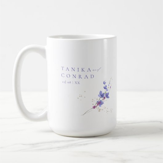 ワイルドフラワー結婚の水彩名Peri ID954 コーヒーマグカップ (左)