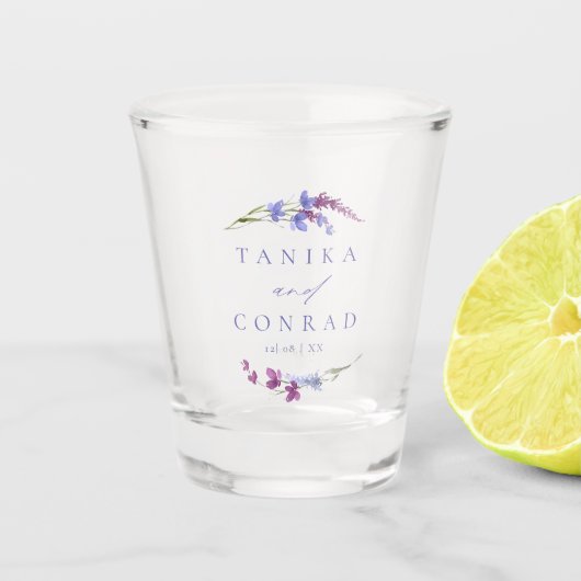 ワイルドフラワー結婚の水彩名Peri ID954 ショットグラス (正面)