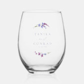ワイルドフラワー結婚の水彩名Peri ID954 ステムなしワイングラス (正面)