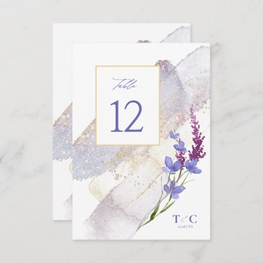 ワイルドフラワー結婚の水彩図番号Peri ID954 招待状 (正面/裏面)