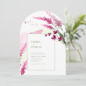ワイルドフラワー結婚の水彩明るい赤紫色アーチID954 招待状 (スタンド正面)