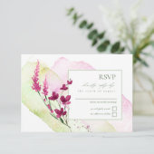 ワイルドフラワー結婚の水彩明るい赤紫色ID954 出欠カード (スタンド正面)