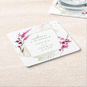 ワイルドフラワー結婚の水彩歓迎フェシアID954 スクエアペーパーコースター (アングル)