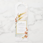 ワイルドフラワー結婚の水彩歓迎金ゴールドID954 ボトルネックタグ (正面)