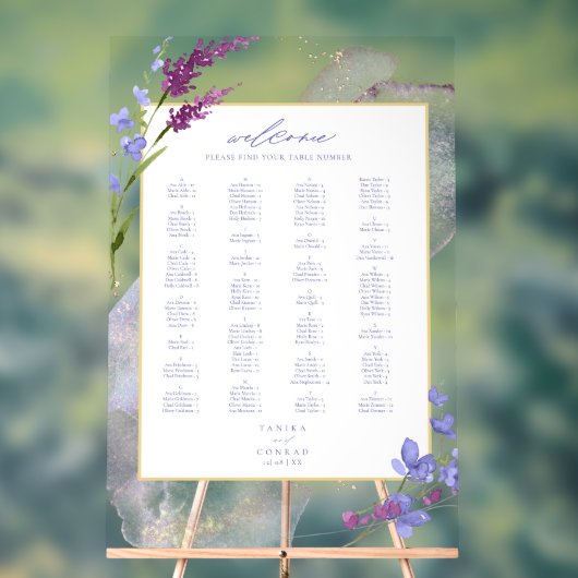 ワイルドフラワー結婚の水彩歓迎Peri ID954 アクリルサイン (ニュートラル)