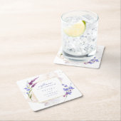 ワイルドフラワー結婚の水彩歓迎Peri ID954 スクエアペーパーコースター (インサイチュ)