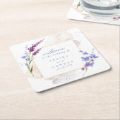 ワイルドフラワー結婚の水彩歓迎Peri ID954 スクエアペーパーコースター (アングル)