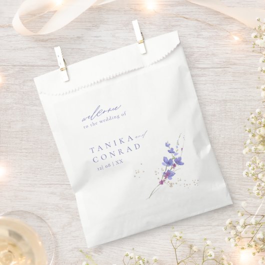 ワイルドフラワー結婚の水彩歓迎Peri ID954 フェイバーバッグ (クリップ留めされた状態)