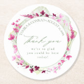 ワイルドフラワー結婚の水彩色ありがとうごきげんふさID954 ラウンドペーパーコースター (正面)