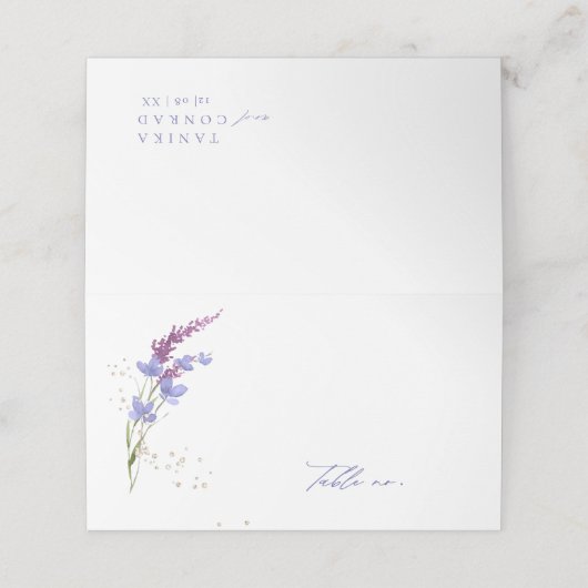 ワイルドフラワー結婚の水彩表V2 Peri ID954 プレイスカード (外部開封)