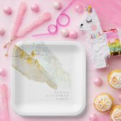 ワイルドフラワー結婚の水色絵を描Str金ゴールドID954 ペーパープレート (パーティー)