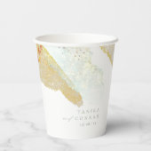 ワイルドフラワー結婚の水色絵を描Str金ゴールドID954 紙コップ (裏面)