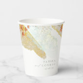 ワイルドフラワー結婚の水色絵を描Str金ゴールドID954 紙コップ (正面)