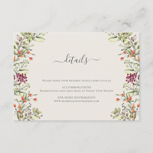 ワイルドフラワー結婚の牧草地の囲いカード エンクロージャーカード (正面)