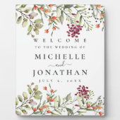 ワイルドフラワー結婚の牧草地の歓迎サイン フォトプラーク (正面)