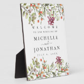 ワイルドフラワー結婚の牧草地の歓迎サイン フォトプラーク (側面)