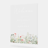 ワイルドフラワー結婚の牧草地へようこそ アクリルサイン (傾斜)