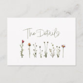 ワイルドフラワー結婚の白い詳細 エンクロージャーカード (正面)
