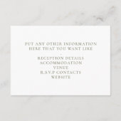 ワイルドフラワー結婚の白い詳細 エンクロージャーカード (裏面)