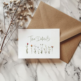 ワイルドフラワー結婚の白い詳細 エンクロージャーカード