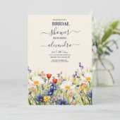 ワイルドフラワー結婚の素朴フローラブライダルシャワー 招待状 (スタンド正面)