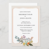 ワイルドフラワー結婚の素朴フローラ写真招待状 招待状 (正面/裏面)