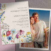 ワイルドフラワー結婚の素朴フローラ写真 招待状