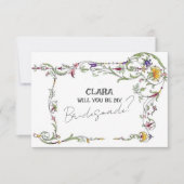 ワイルドフラワー結婚の素朴国産の花嫁 招待状 (正面)