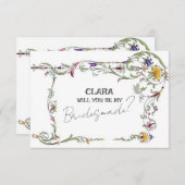 ワイルドフラワー結婚の素朴国産の花嫁 招待状 (正面/裏面)