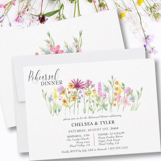 ワイルドフラワー結婚の草花リハーサルディナー 招待状