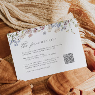 ワイルドフラワー結婚の詳細エンクロージャカードQRコード エンクロージャーカード