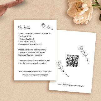 ワイルドフラワー結婚の詳細カードとQRコード 出欠カード