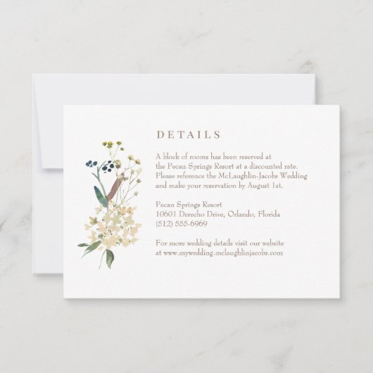 ワイルドフラワー結婚の詳細カード 出欠カード (正面)