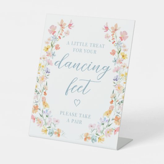 ワイルドフラワー結婚の踊り足ビーチサンダル標識 台座サイン (正面)