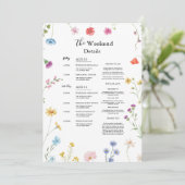 ワイルドフラワー結婚の週末の旅程タイムラインカード シーズンカード (スタンド正面)