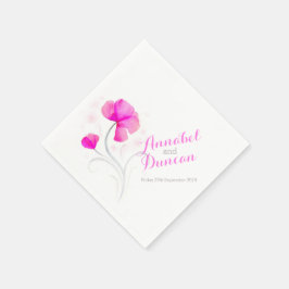 ワイルドフラワー結婚アートピンク紙ナプキン スタンダードカクテルナプキン