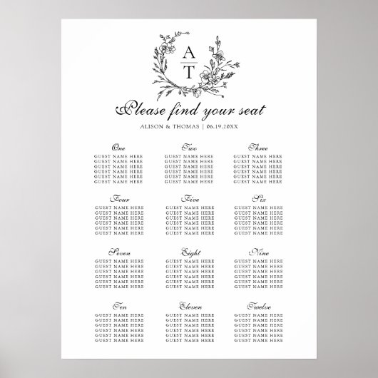 ワイルドフラワー結婚クの座席表ポスター ポスター (正面)