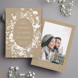 ワイルドフラワー結婚シルエットの日焼け写真 セーブザデート