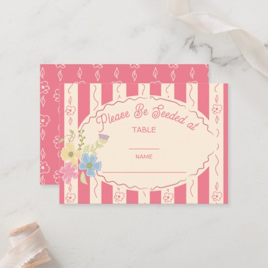 ワイルドフラワー結婚シードパケットのテーブル番号名 プレイスカード (正面/裏面インサイチュ)