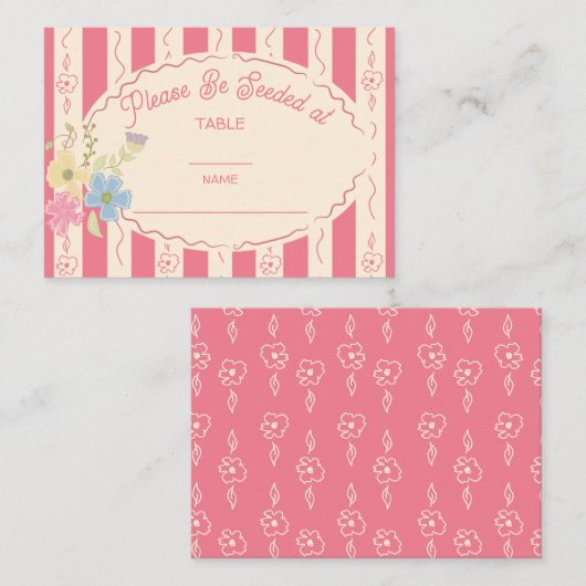 ワイルドフラワー結婚シードパケットのテーブル番号名 プレイスカード (正面/裏面)