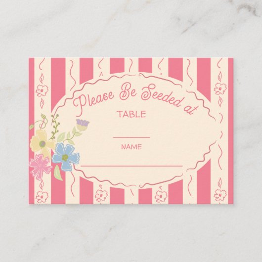 ワイルドフラワー結婚シードパケットのテーブル番号名 プレイスカード (正面)