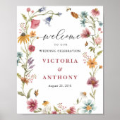 ワイルドフラワー結婚ズお祝いポスター ポスター (正面)