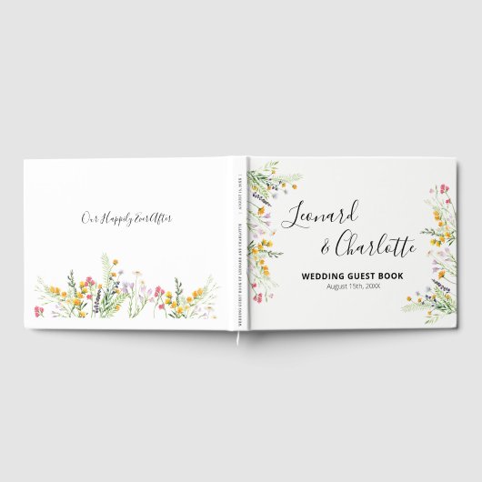 ワイルドフラワー結婚ズのゲストの本の記念 ゲストブック (全面)