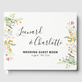 ワイルドフラワー結婚ズのゲストの本の記念 ゲストブック