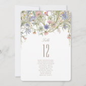 ワイルドフラワー結婚ズのテーブル番号カード 招待状 (正面)