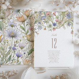 ワイルドフラワー結婚ズのテーブル番号カード 招待状
