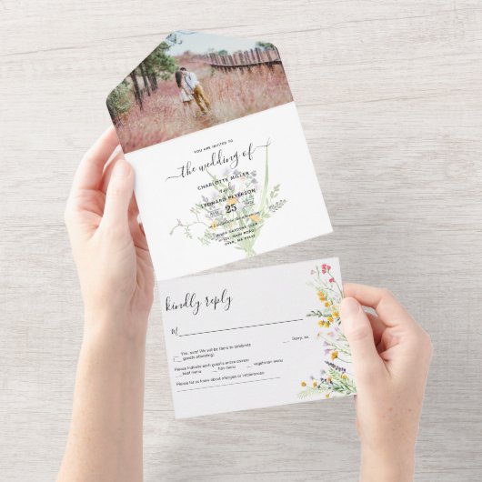 ワイルドフラワー結婚ズの写真 オールインワン招待状 (貼ってはがせる)