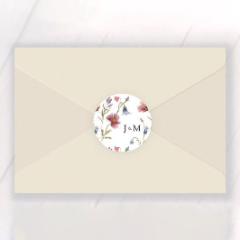 ワイルドフラワー結婚ズクラシックラウンドステッカー ラウンドシール